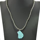 96662, NATURAL CUT STONE CHARM WITH NAVAJO BEADED NECKLACE