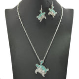 96663, GLITTER SEA TURTLE PENDANT NECKLACE