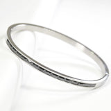 96668, PAVE RHINESTONE ACCENT STAINLESS STEEL BANGLE BRACELET