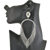 96677, FRINGES RHINESTONE DROP EVENING EARRING