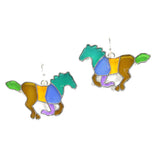 96679, WESTERN HORSE ABSTRACT GLASS EARRING