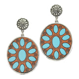 96681, WESTERN CONCHO PRINT FAUX LEATHER EARRING