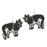 96682, BIG SIZE COW SEED BEADED EARRING