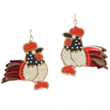 96683, BIG SIZE ROOSTER SEED BEADED EARRING