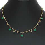 96688, MULTI DAINTY ENAMEL CLOVER CHARM NECKLACE