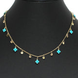 96688, MULTI DAINTY ENAMEL CLOVER CHARM NECKLACE