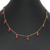 96689, DAINTY ENAMEL CLOVER CHARM NECKLACE