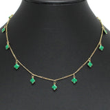 96689, DAINTY ENAMEL CLOVER CHARM NECKLACE