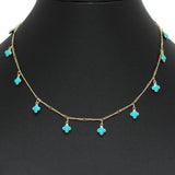 96689, DAINTY ENAMEL CLOVER CHARM NECKLACE