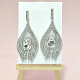 96692, OVAL ACCENT CRYSTAL RHINESTONE EVENING EARRING