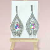 96692, OVAL ACCENT CRYSTAL RHINESTONE EVENING EARRING