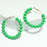 91939, 50MM MATTE FINISH BALL BEAD ROUND HOOP EARRING