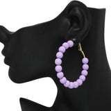 91939, 50MM MATTE FINISH BALL BEAD ROUND HOOP EARRING
