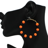 91939, 50MM MATTE FINISH BALL BEAD ROUND HOOP EARRING
