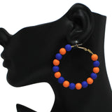 91939, 50MM MATTE FINISH BALL BEAD ROUND HOOP EARRING