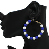 91939, 50MM MATTE FINISH BALL BEAD ROUND HOOP EARRING