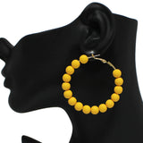 91939, 50MM MATTE FINISH BALL BEAD ROUND HOOP EARRING
