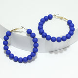 91939, 50MM MATTE FINISH BALL BEAD ROUND HOOP EARRING