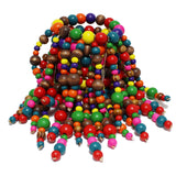 96701, WOOD BEADED TASSEL DROP STRETCH BRACELET