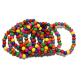96702, WOOD BEADED MULTI LAYERED STRETCH BRACELET