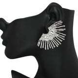 96723, BIG SIZE TEXTURED SPIKE METAL EARRING