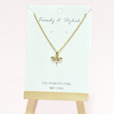 96737, DAINTY DRAGONFLY STAINLESS STEEL PENDANT NECKLACE