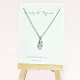 96738, DAINTY OWL STAINLESS STEEL PENDANT NECKLACE