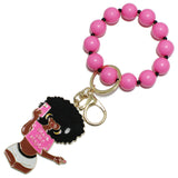 96744, "BLACK GIRL MAGIC" ENAMEL KEYCHAIN STRETCH BEADED BRACELET