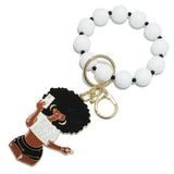 96744, "BLACK GIRL MAGIC" ENAMEL KEYCHAIN STRETCH BEADED BRACELET
