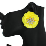 96745, FABRIC FLOWER WITH RHINESTONE EARRING