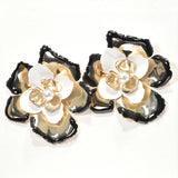 96746, OVERSIZED ENAMEL ACCENT FLOWER EARRING