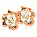 96746, OVERSIZED ENAMEL ACCENT FLOWER EARRING