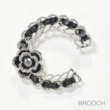 96748, ENAMEL ROSE ACCENT "C" SHAPE BROOCH