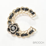 96748, ENAMEL ROSE ACCENT "C" SHAPE BROOCH