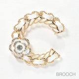 96748, ENAMEL ROSE ACCENT "C" SHAPE BROOCH