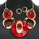 96755, GOLD WITH COLORFUL CELLULOID ACETATE WITH RHINESTONE NECKLACE