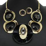 96755, GOLD WITH COLORFUL CELLULOID ACETATE WITH RHINESTONE NECKLACE