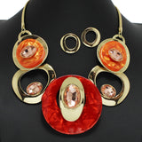 96755, GOLD WITH COLORFUL CELLULOID ACETATE WITH RHINESTONE NECKLACE