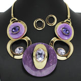 96755, GOLD WITH COLORFUL CELLULOID ACETATE WITH RHINESTONE NECKLACE