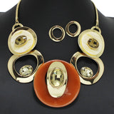 96755, GOLD WITH COLORFUL CELLULOID ACETATE WITH RHINESTONE NECKLACE