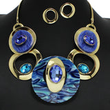 96755, GOLD WITH COLORFUL CELLULOID ACETATE WITH RHINESTONE NECKLACE