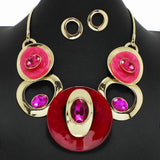 96755, GOLD WITH COLORFUL CELLULOID ACETATE WITH RHINESTONE NECKLACE