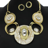 96755, GOLD WITH COLORFUL CELLULOID ACETATE WITH RHINESTONE NECKLACE