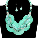 96768, ROUND SHELL WITH BEADED NECKLACE