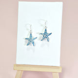 96769, STARFISH ENAMEL WITH RHINESTONE DANGLE EARRING