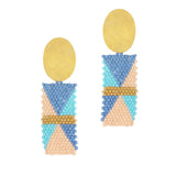96772, GEOMETRIC RECTANGLE SEED BEADED EARRING