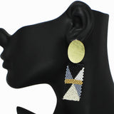 96772, GEOMETRIC RECTANGLE SEED BEADED EARRING