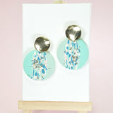 96783, GEOMETRIC GOLD GLITTER ACCENT CLAY RUBBER EARRING