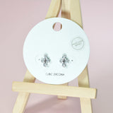 96792, 14K GOLD DIPPED, DAINTY CROSS CUBIC ZIRCONIA STUD EARRING