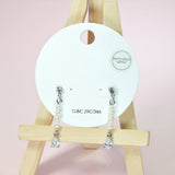 96793, 14K GOLD DIPPED, DAINTY TEARDROP CUBIC ZIRCONIA WITH PEARL DANGLE EARRING